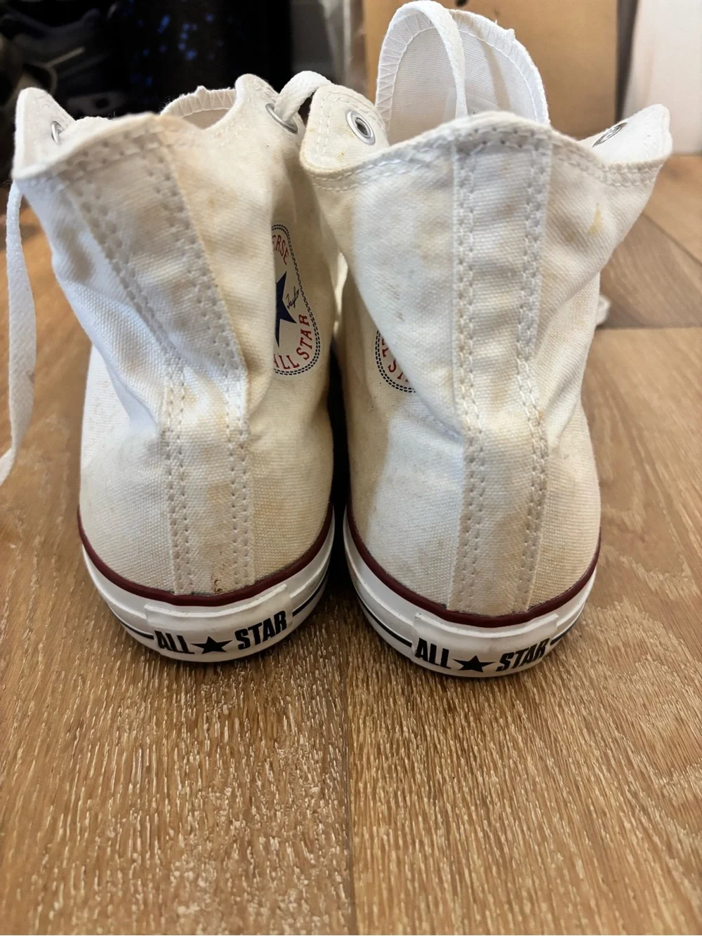 Converse All Star White High-Top Canvas Sneakers with Red Trim - Picture 2 of 7